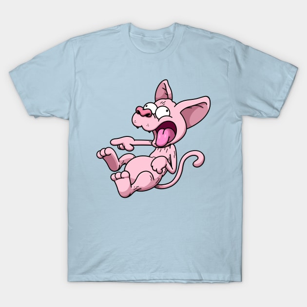 Crazy Laughing Sphynx Cat T-Shirt by TheMaskedTooner